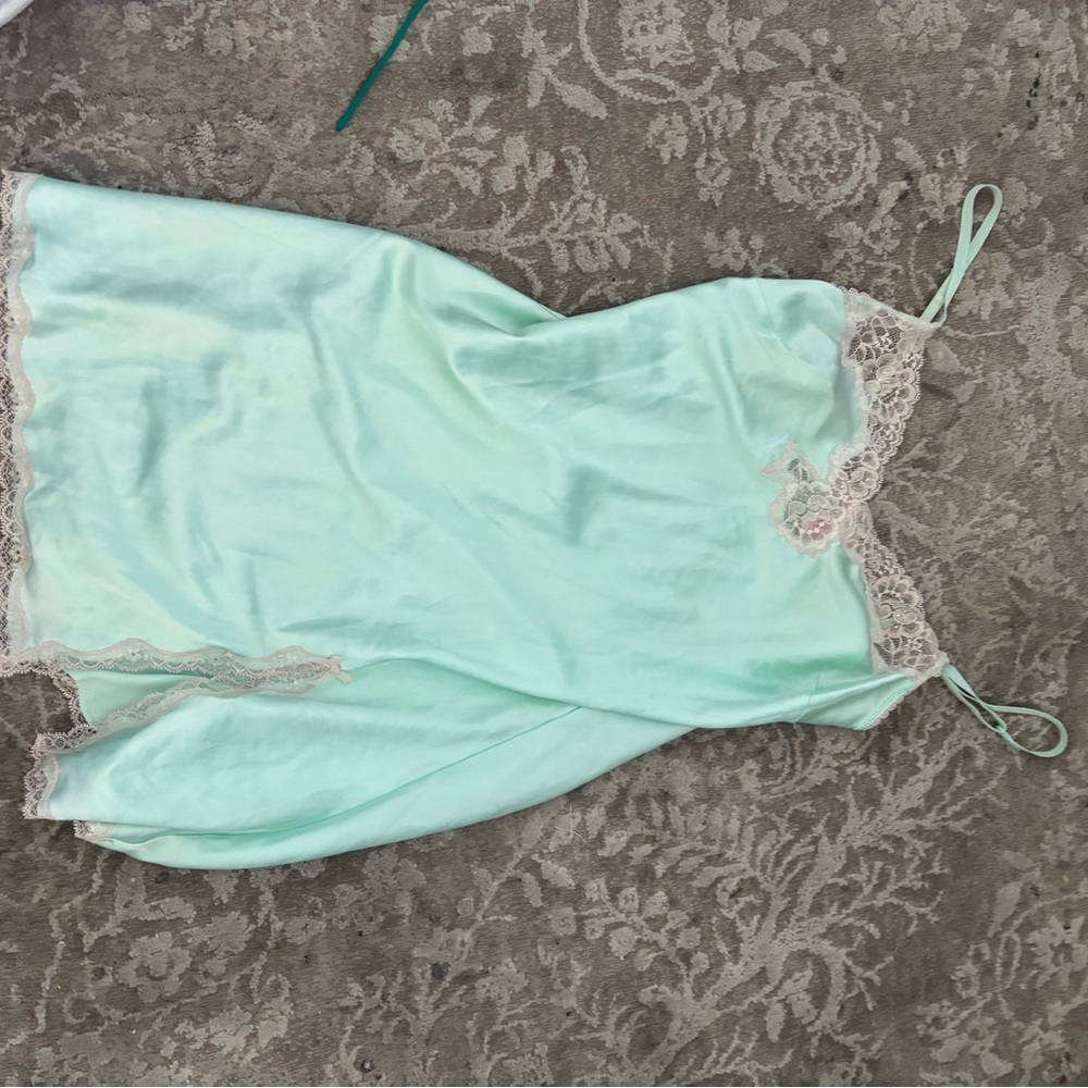 Victoria's Secret Green Chemise with Lace Detail